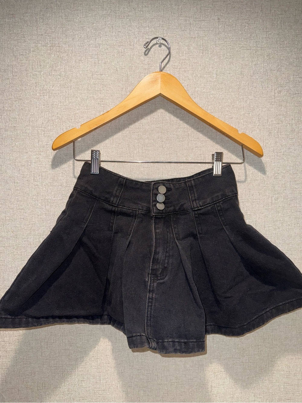 {SHEIN} Black High-Waist Flared Denim Skirt
